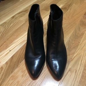 Prada black leather kitten heel booties